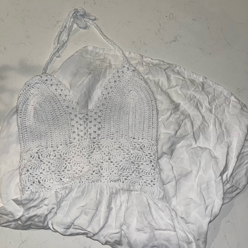 By the sea white crochet dress large beach cover up knit